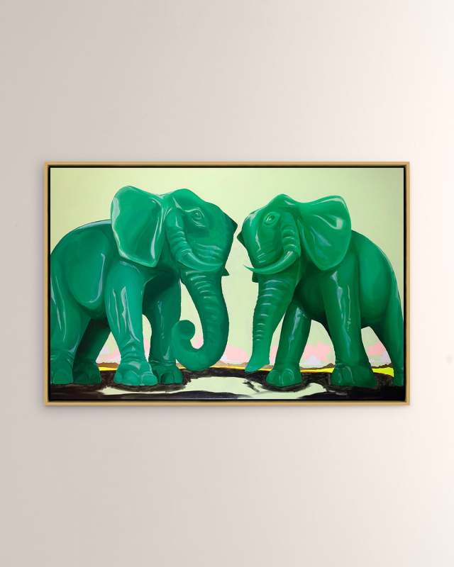 "Jade Elephants" Framed Giclee by Sarah Edwards